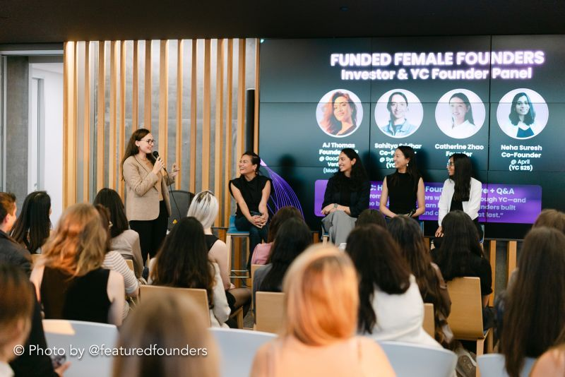 AJ Thomas speaking on the Funded Female Founders investor panel